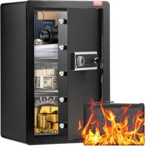VEVOR Safe met brandwerende geldzak, kluis met één deur, 99 L, 2 scheidingswanden, digitale meubelkluis met sleutel en code, waardevolle spullen, geld, sieraden en medicijnen, zwart