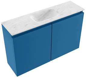 Mondiaz Ture DLux toiletmeubel 80cm jeans met wastafel opalo midden zonder kraangat