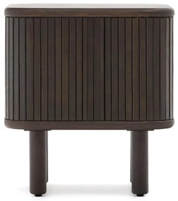 Kave Home Mailen Nachtkastje Met Latjes Donker Bruin Hout - 50x40x55cm.