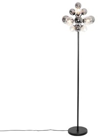 Vloerlamp zwart met smoke en helder glas 8-lichts - Bonnie Art Deco G9 Binnenverlichting Lamp