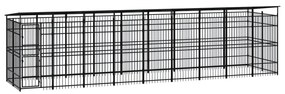 vidaXL Hondenkennel met dak 16,59 m² staal