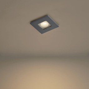 Set van 6 moderne inbouwspots gunmetal vierkant IP44 - Qure