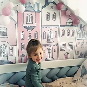 INSPIO Muurstickers - Roze huizen