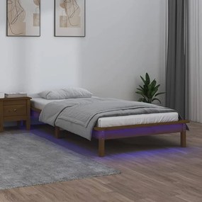 vidaXL Bedframe LED massief hout honingbruin 90x190 cm 3FT Single