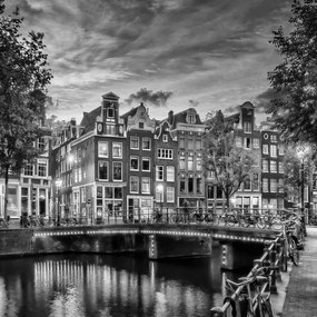 Foto AMSTERDAM Idyllic impression from Singel | Monochrome, Melanie Viola