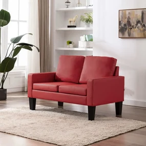 vidaXL Tweezitsbank kunstleer rood