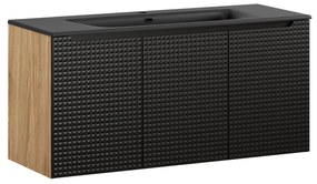 Comad Luxor Black badmeubel 120cm met 3 deuren en enkele wastafel zwart mat