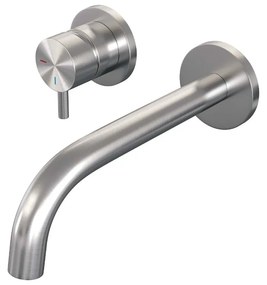 Brauer Brushed Edition ColdStart wastafelkraan inbouw gebogen uitloop en rozetten model B2 RVS geborsteld PVD