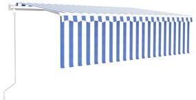 vidaXL Luifel automatisch uittrekbaar met rolgordijn 5x3m blauw en wit