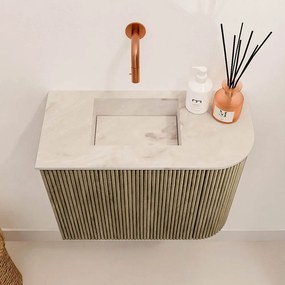 Mondiaz Joya DLux 50cm toiletmeubel ronding rechts dusk met wastafel faye links zonder kraangat frappe