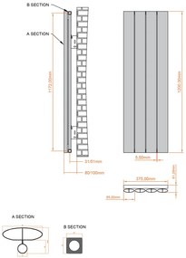 Eastbrook Malmesbury radiator 35x120cm aluminium 730W grijs mat