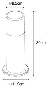 Staande buitenlamp zwart met smoke kap 30 cm IP44 - Odense Modern E27 IP44 Buitenverlichting