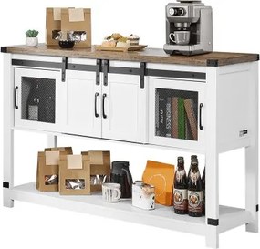 VEVOR Koffiebarkast 120 x 39,8 x 83 cm Boerderijkoffiebarkast met 4-laags opbergruimte, koffiebartafel met schuurdeuren, buffetkast voor woonkamer en entree