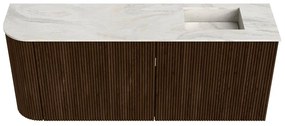 Mondiaz Joya DLux 100cm toiletmeubel ronding links walnut met wastafel faye rechts zonder kraangat ostra
