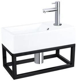 Differnz Force fonteinset keramiek met frame en rechte kraan chroom