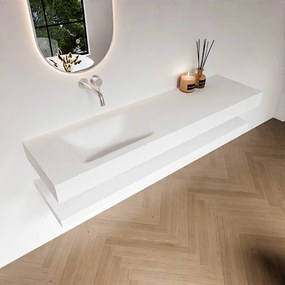 Zaro Alan badmeubel 170cm met planchet talc en vrijhangende wastafel cloud links zonder kraangat talc