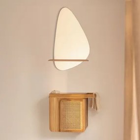 Georgy Zwevend Badkamermeubelset 60x40 Cm In Teakhout Teakhout & Zonder Wastafel & Zonder Kraan & Onregelmatig Met Houten Plank 55x85 Cm Kai - Sklum
