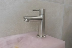 Saniclear Pink Onyx fonteinset met rechte kraan in RVS