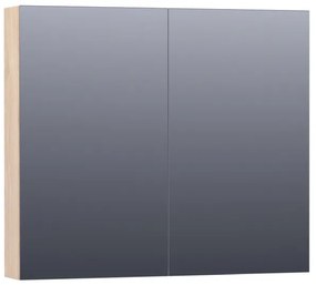Saniclass Plain Spiegelkast - 80x70x15cm - 2 links/rechtsdraaiende spiegeldeuren - MFC - legno calore SK-PL80LC