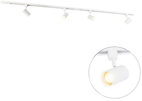 Modern 1-fase railsysteem met 4 Spot / Opbouwspot / Plafondspots wit - Jeana Modern GU10 Binnenverlichting Lamp