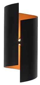 Moderne wandlamp zwart met gouden binnenkant - Faldo