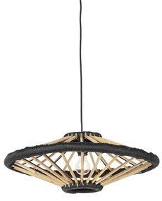 Oosterse hanglamp bamboe met zwart 60 cm - Evalin