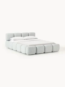 Gestoffeerd bed Tayla van bouclé met opbergruimte