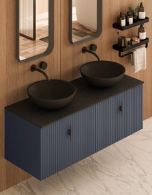 Muebles Costa badmeubel ribbelfront 120cm marine blauw met zwart toppaneel zonder waskom