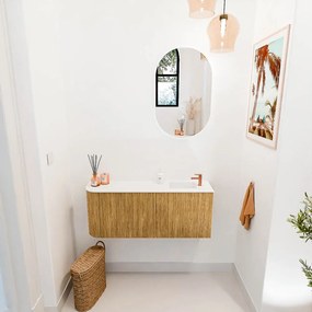 Mondiaz Joya 100cm toiletmeubel ronding links oak met wastafel faye rechts 1 kraangat talc