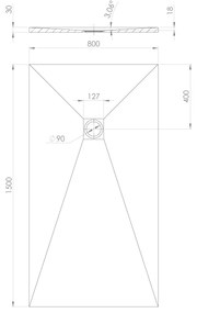 Polysan Treneca douchebak 150x80cm zwart mat