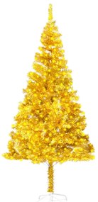 vidaXL Kunstkerstboom met LED's en standaard 210 cm PET goudkleurig