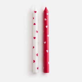 Set van 2 kaarsen met hartprint, SCACCO