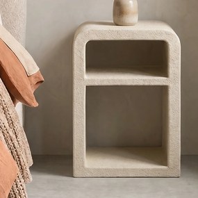 Dutchbone Veda Bed Wit Nachtkastje Wabi Sabi - 40x30x59cm.