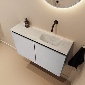 Mondiaz Ture DLux toiletmeubel 80cm plata met wastafel opalo rechts zonder kraangat