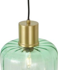 Hotel Chique hanglamp messing met blauw en groen glas  8-lichts - Qara