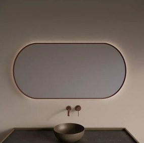 Gliss Design Aura spiegel met LED-verlichting 120x70cm rosé koper