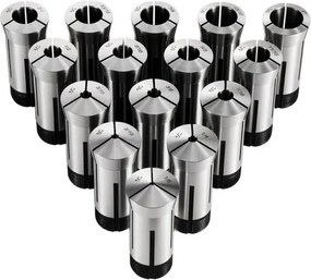 VEVOR 5C Spantangenset 1/8"-1", 15-delige precisie ronde spantangen type 385E, voor frees- en boormachines, 0,0008" slingernauwkeurigheid, draaibankgereedschap met koffer, gehard en geslepen, staal
