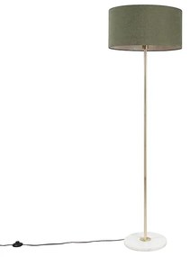 Vloerlamp messing met groene kap 50 cm - Kaso