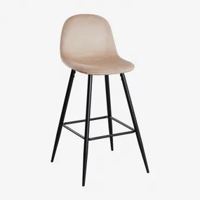 Set Van 2 Hoge Krukken Van Glamm-fluweel Zwart & Bruin - Tarwe & ↑75 Cm - Sklum