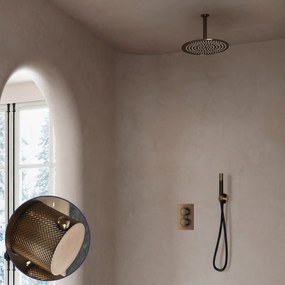 Saniclear Antique Curved Pro inbouw regendouche met 20cm hoofddouche en plafondarm verouderd messing