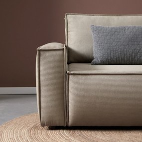 Beige Slaapbank Chaise Longue Rechts