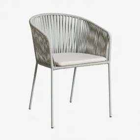 Set Van 2 Tuinstoelen Met Armleuningen Van Ijzer En Gevlochten Touw Jocelyn Groen – Khaki - Sklum