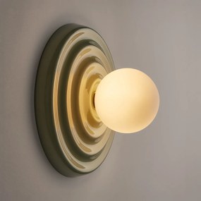 Wand- of plafondlamp, keramiek en opaline glas, diameter 24,5 cm, HOLI