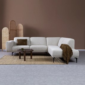 Moderne Hoekbank Beige Ottomane Rechts