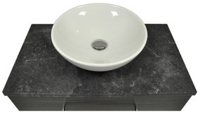 Sanicare Q11 badkamermeubel met black-stone topblad 80 cm hoogglans wit