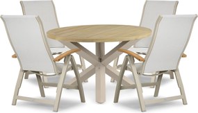 Tuinset Ronde Tuintafel 4 personen 120 cm Aluminium Taupe  Presto Tarenta/Rockville
