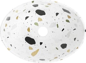 Mexen Elza bladmontage wastafel 40 x 33 cm, witte terrazzo steen - 21014083