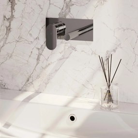 Brauer Chrome Edition ColdStart wastafelkraan inbouw rechte uitloop met achterplaat model C2 chroom