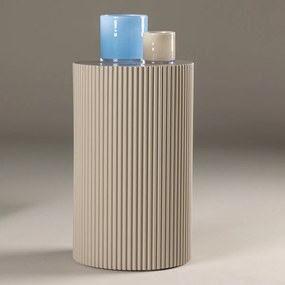 Geribbelde Bijzettafel Beige - 31 X 31cm.