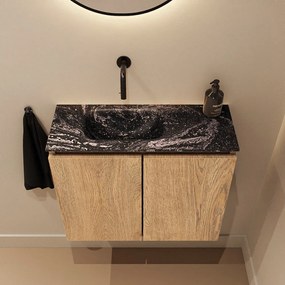 Mondiaz Ture DLux toiletmeubel 60cm washed oak met wastafel lava links zonder kraangat